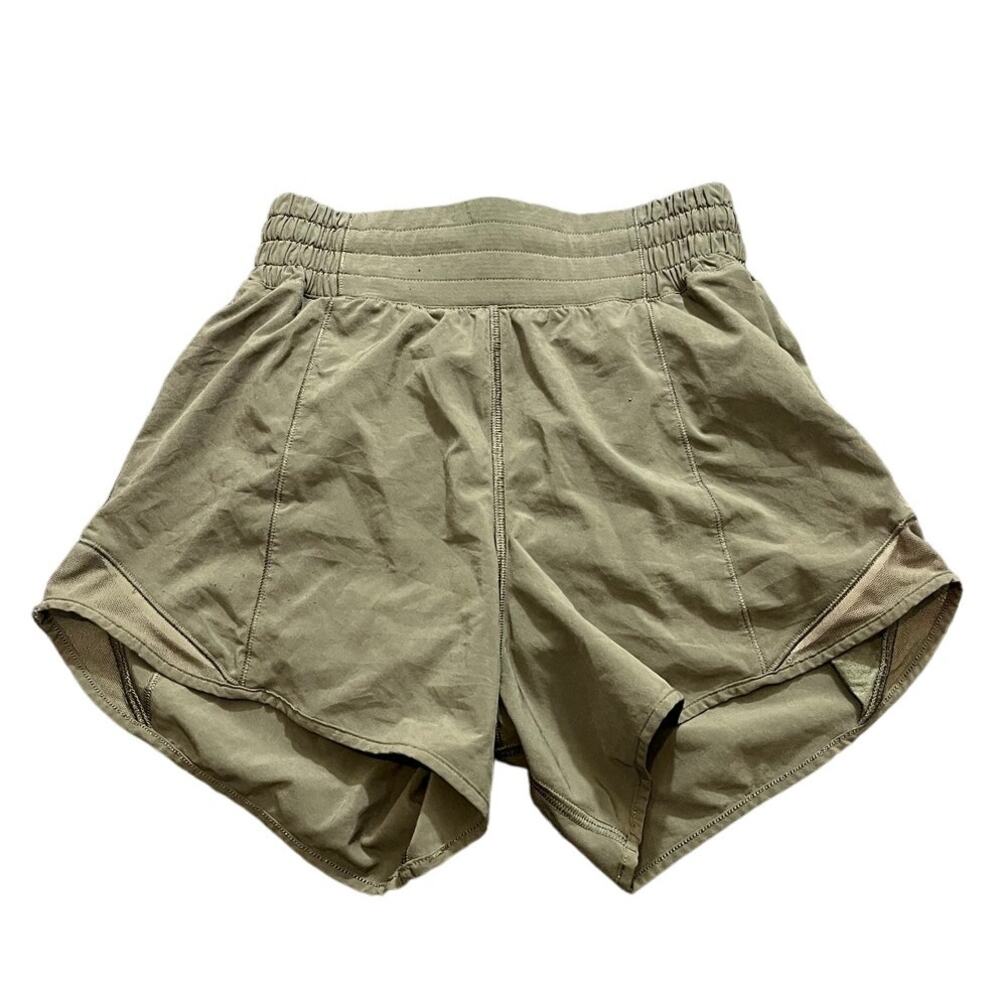 Lululemon Hotty Hot Short *High-Rise Long 4" Olive Green Womens Size 0 LW7AYXT